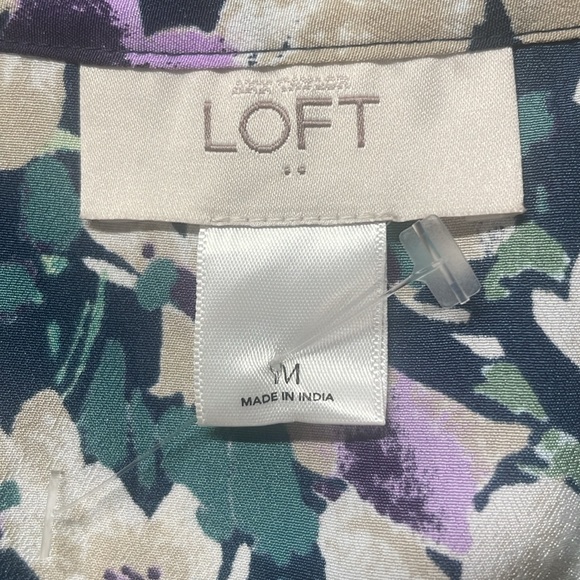 And Taylor loft top floral violets ruffle sleeveless button-down blouse navy - Picture 8 of 9